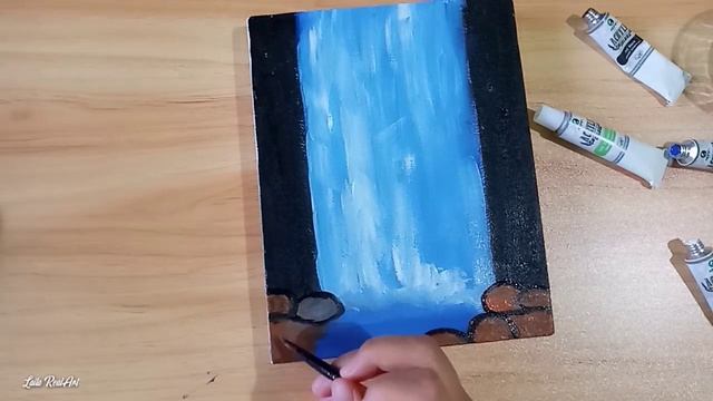 Easy Waterfall Landscape Painting for Beginners | step by step tutorial