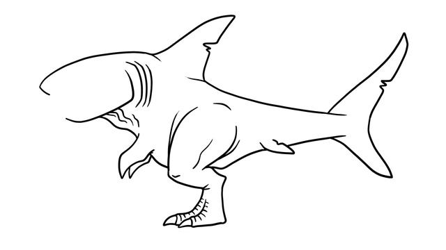 How to Draw Tyrannosharkus (Tyrannosaurus Trex and Shark Megalodon) Easy Step By Step смотреть онлайн