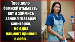 Твое дело бездомных отмывать, вот и займись, заявил главврач санитарке, но едва пациент очнулся.