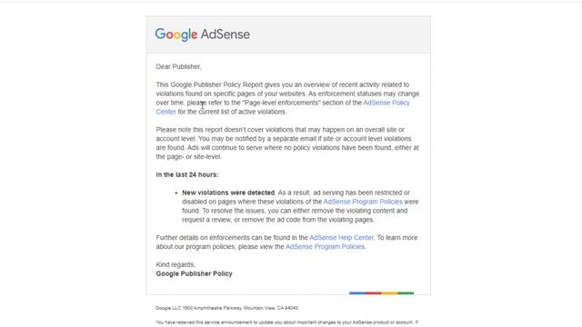 Notice of DMCA removal from Google Search - AdSense Publisher Policy Violation Report | DMCA Remove