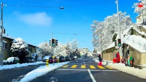 ШВЕЙЦАРИЯ _ Зимняя страна чудес🇨🇭Цюрих, покрытый снегом, городской снегопад