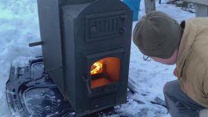 Первая протопка банной печи "От Якова" на улице.