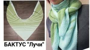 Бактус-шаль  "ЛУЧИ" с анатомической посадкой (видео из архива) Рассказываю как вязала+провязывание