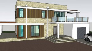 Визуализация проекта двухэтажного дома с гаражом