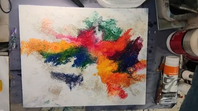 Pebeo Origin acrylic colour mixing on a textured surface