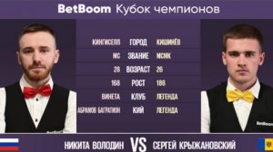 "BetBoom Кубок Чемпионов 2023" Н. Володин (RUS) - С. Крыжановский (MDA).  Свободная пирамида. 26.06