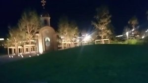 Парк Ангелов в Кемерово ночью