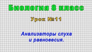 Биология 8 класс (Урок№11 - Анализаторы слуха и равновесия.)