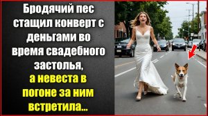 Бродячий пес стащил конверт с деньгами во время свадебного застолья, а невеста в погоне встретила.