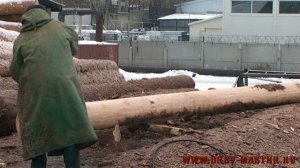 Окорка бревна установкой высокого давления