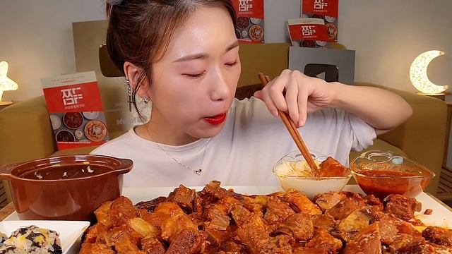 ASMR 매운돼지찜갈비 원없이 먹어볼게요🥹 주먹밥 계란찜 리얼먹방 :) Spicy braised pork ribs, Steamed eggs, Rice ball MUKBANG