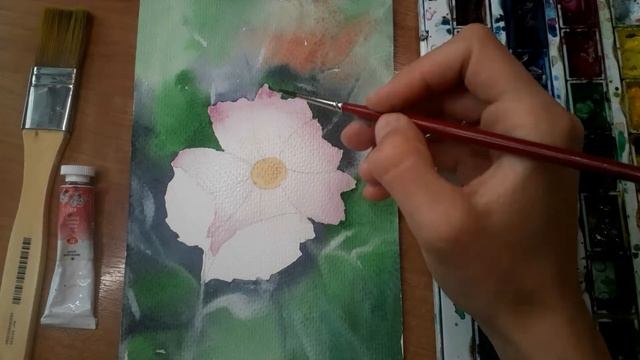Рисуем акварелью цветок, космею. смотреть онлайн
