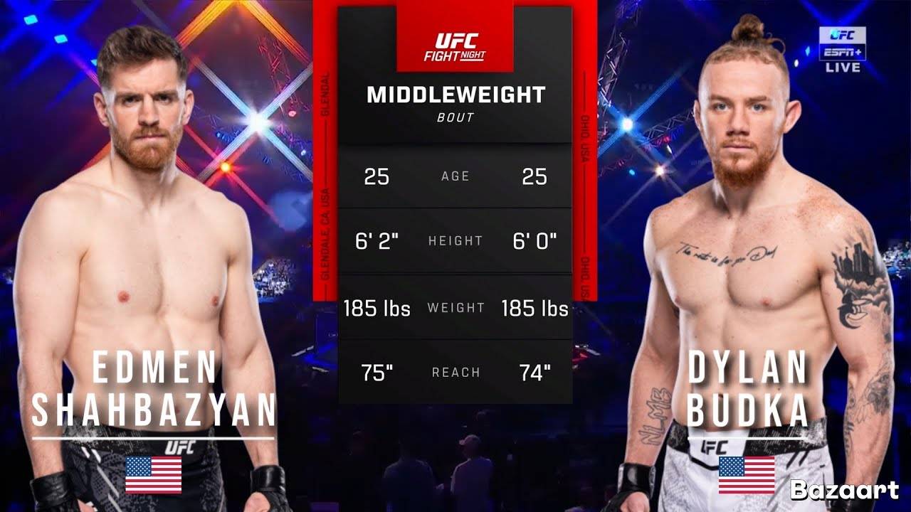 ЭДМАН ШАХБАЗЯН ПРОТИВ ДИЛАНА БУДКИ ПОЛНЫЙ БОЙ UFC VEGAS 102