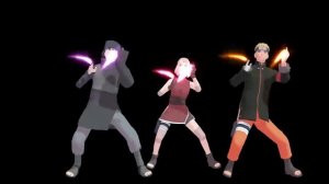 Саске, Сакура, Наруто танцуют