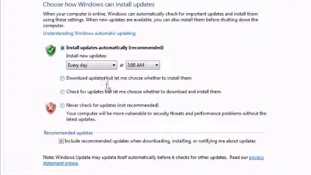 Change Windows Update settings in Windows Vista - LearnNGo
