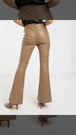High waist flared pants in soft faux leather