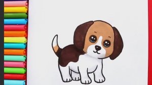 Как легко нарисовать ЩЕНКА породы БИГЛЬ в стиле кавайи
