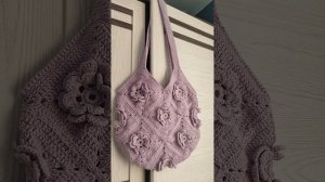 Вязаная сумка с 3 д розами/ Вязание крючком
