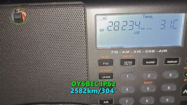 09.05.2025 09:50UTC, [10m, bcn], OY6BEC, Фарерские о-ва, 28235кГц, 2582км