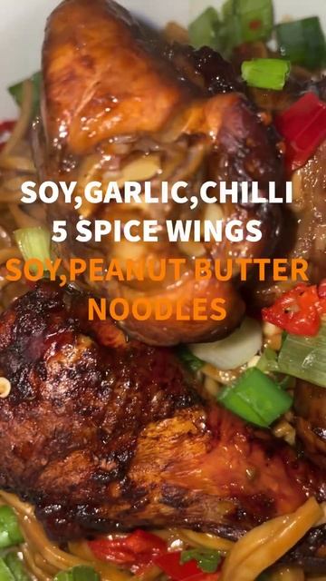 Soy, Garlic,Chilli,5spice wings w/ Soy & P’butr Ndls,#shorts #cooking #food #foodporn #dancemusic