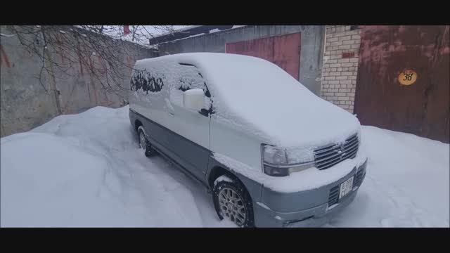 Дизель в мороз. Ниссан Эльгранд 1997 года выпуска. смотреть онлайн