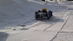 Опробование отвала на колесной платформе