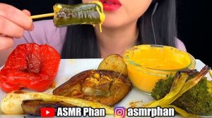 ASMR CHEESY ROASTED VEGGIE PLATTER (ASMR Eating No Talking) ASMR Phan