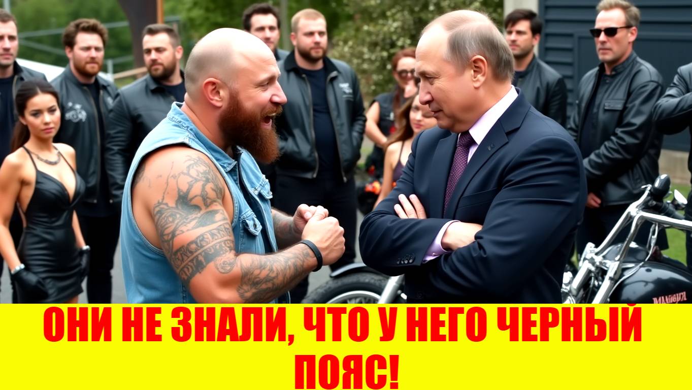 МОТОЦИКЛИСТЫ УГРОЖАЮТ Путину, НЕ ЗНАЯ, что у него ЧЕРНЫЙ ПОЯС по КАРАТЕ!
