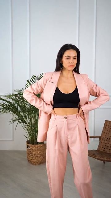 Пудровый пиджак из льна 6037 смотреть онлайн