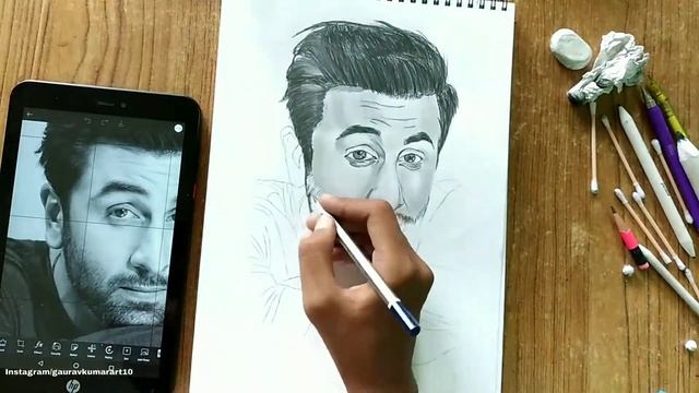 Ranbir Kapoor Pencil Drawing