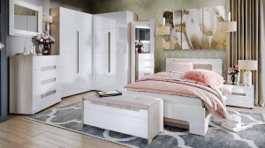 Палермо-3 спальня модульная Ясень шимо светлый/Белый глянец