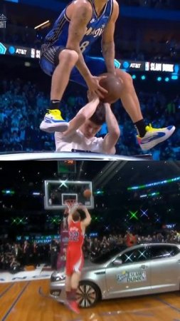 Side by side view of Mac McClung vs Blake Griffin KIA car dunk