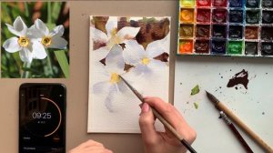 Рисуем нарциссы за 20 минут. Акварельный челлендж.