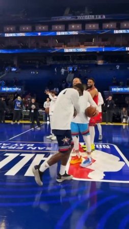 All-Stars compete in a half court shot competition