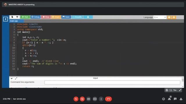 Sum of the Digits of a Given Number |  C++ Exercises and Examples | Tutorials Filipino Tagalog