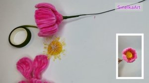 Розовый цветок из синельной проволоки своими руками пошаговый мастер класс для начинающих