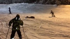 Гоша первый раз встал на горные лыжи в Нечкино 2022, 7 января