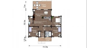 Проект деревянного одноэтажного дома "Джек" под ключ 12 на 15 с площадью 120 м2