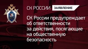 СК России предупреждает об ответственности за действия, посягающие на общественную безопасность