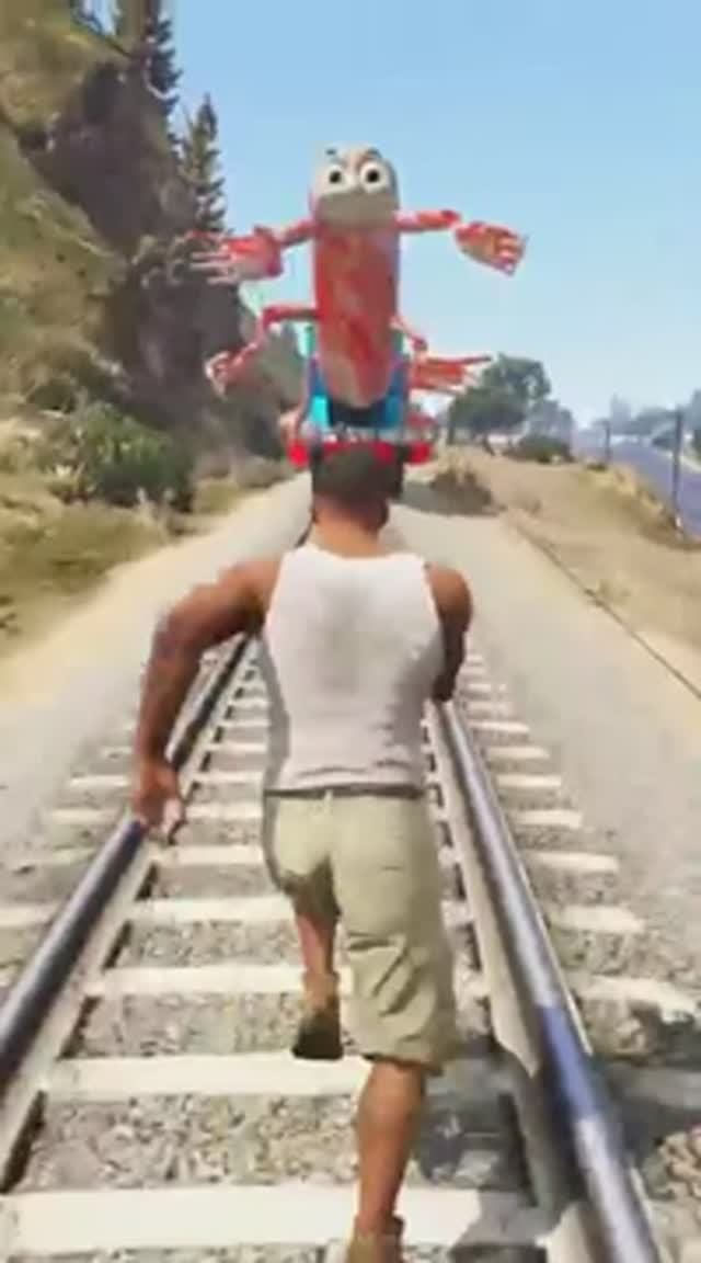 Жуткий паровозик Томас GTA V FRANKLIN SAVING HALLOWEEN FROM THOMAS.EXE TRAIN #shorts