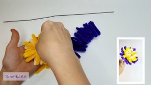 Цветы из синельной проволоки - георгин из трех цветов синели