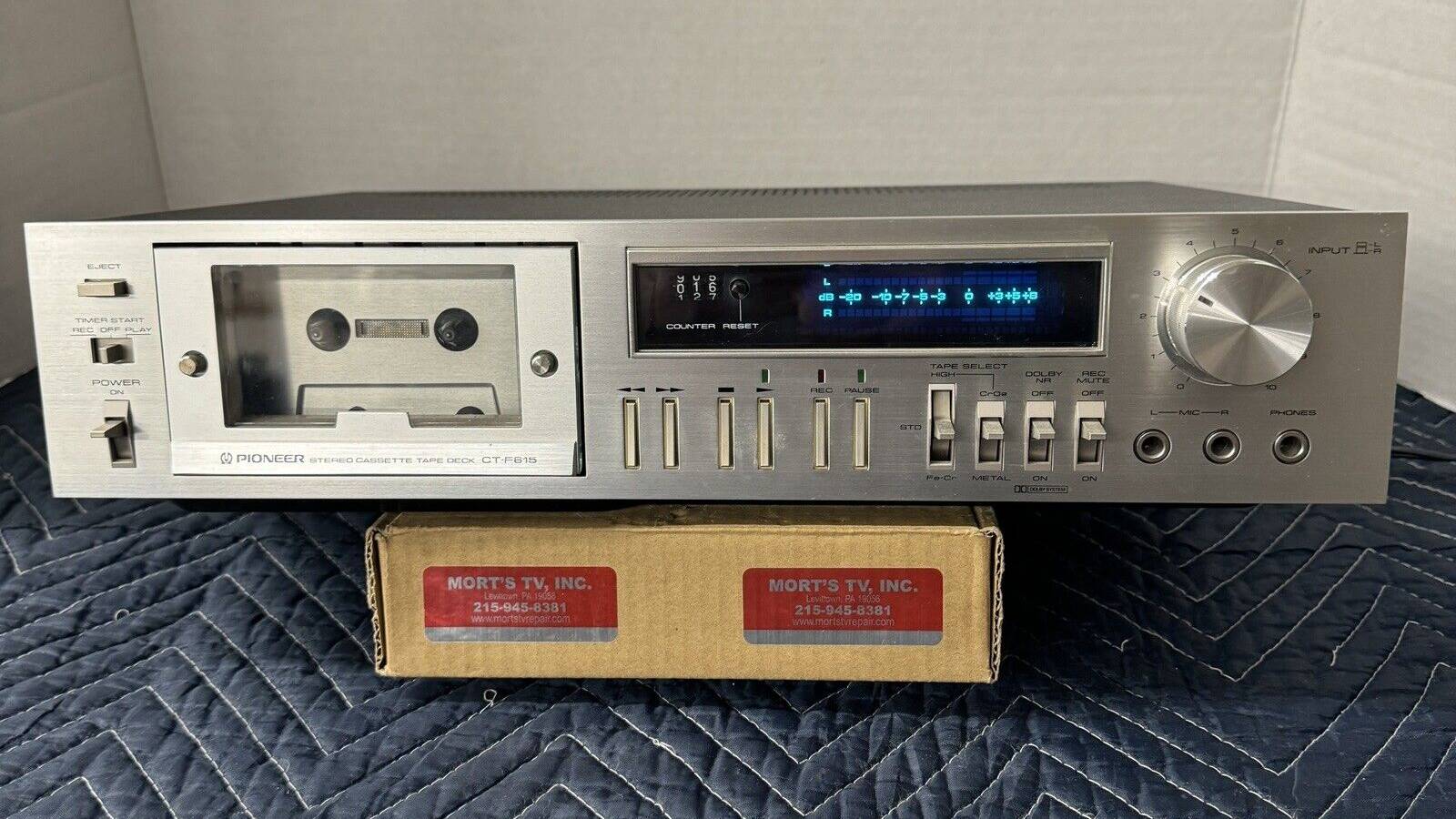 Винтажная стереокассетная дека Pioneer Ct-F615 с флюороскопией.-Япония-1980-год