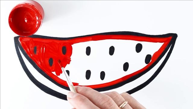 Сделаем раскраску своими руками - нарисуем и раскрасим АРБУЗ для малышей смотреть онлайн
