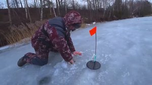 Зимняя рыбалка.Ловля щуки на жерлицы.Выхватил щуку из лунки.Копчение рыбы на природе.