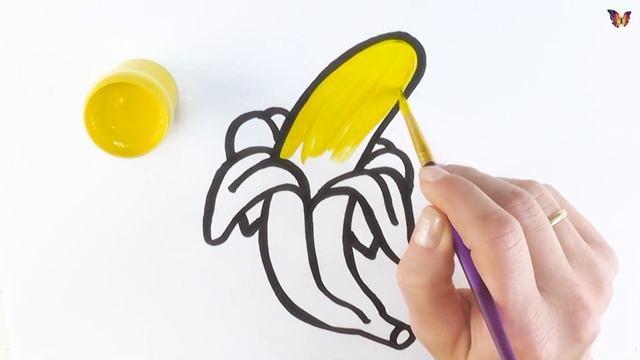 Раскраска банан для малышей своими руками. Рисуем картинку для разукрашивания - БАНАН смотреть онлайн