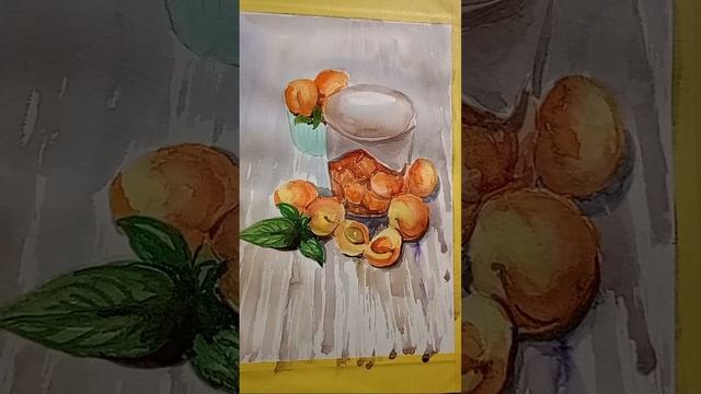 Абрикоси акварелями. #pugachpainting