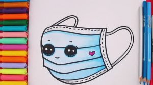 Как нарисовать МАСКУ от коронавируса | Как нарисовать милую маску для лица от COVID-19