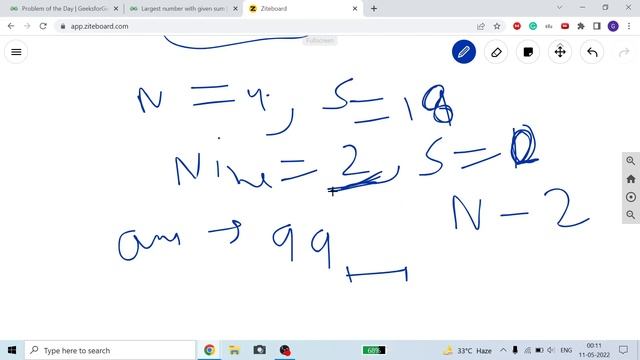 Largest number with given sum | Explain with Example | C++ | GFG PotD 11-05-2022 смотреть онлайн