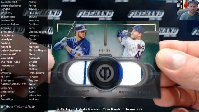 2019 Topps Tribute Baseball Case Random Teams #22 ~ 11/6/19