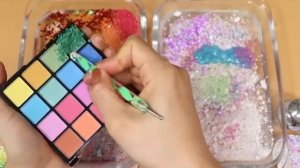 Делаем слайм - Радужная единорожка - макияж, фиджеты, блёстки в слайм! Видео со слаймом!★ASMR★